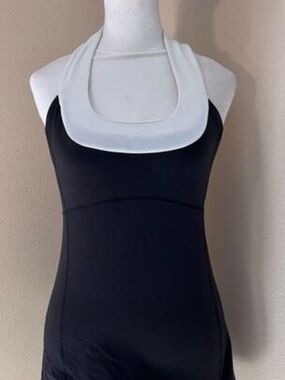 lululemon athletica Black Tank Top with White Halter Neck New